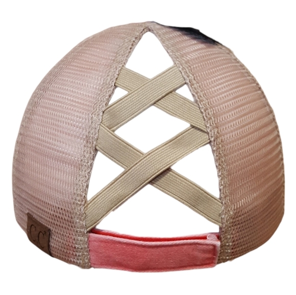 Cap for women baseball cap coral hat embroidered front crossed back with mesh - Picture 6 of 12